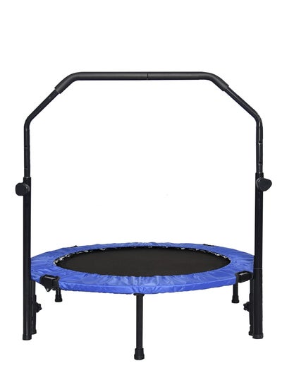 Buy Foldable Mini Trampoline For Adults/Kids | Fitness Trampoline Rebounder With Adjustable Foam Handle | 150kg Max User Weight in UAE