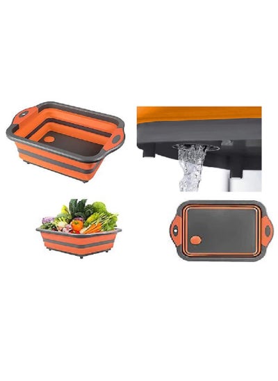 Buy Multi-Functional Foldable Cutting Board, Foldable Dishwasher Sink, Foldable Drainer Basket For Washing Vegetables (38*28Cm) in Egypt