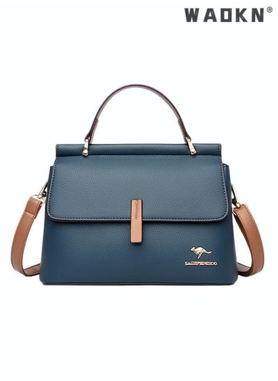 Buy Texture Shoulder Crossbody Bag Fashion Elegant Exquisite Multi-pocket Charm High-Quality Fabric Large Capacity Handbag for Women/Mother/Girl Friend Gift Soft Leather Waterproof Fashion Handbag Blue in Saudi Arabia