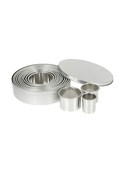 Buy 12 Pieces Round Biscuit Cookie Cutter Set - Stainless Steel Circle Pastry Cutter Molds Assorted Size - Including One Tin Box for Storage in UAE