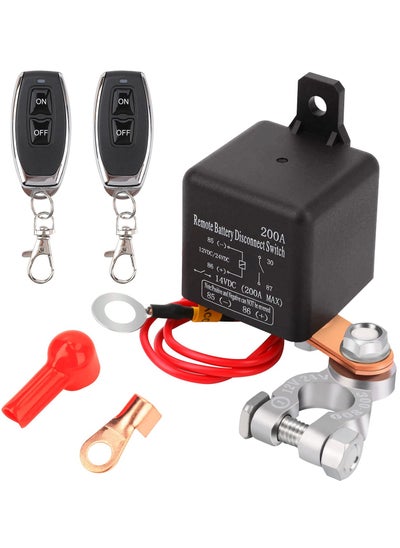 اشتري DC12V 200A Remote Battery Disconnect Kill Switch for Camper, Marine, Truck, Trailer, RV: Upgraded Anti-Theft, Prevent Battery Drain, with 2 Wireless Keys, (Black Negative Wire at Bottom) في الامارات