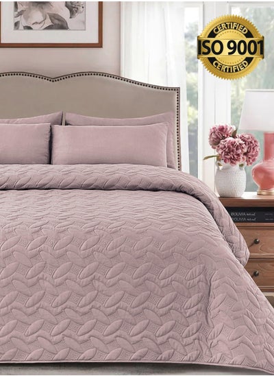 Buy 3Piece Microfiber Bedspread Set Fits 160 x 200 cm Queen Size Bed Queen Size Compressed Comforter Set Elmira Series in Saudi Arabia