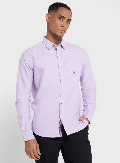 Buy Thomas Scott Men Purple Relaxed Cotton Casual Sustainable Shirt in UAE