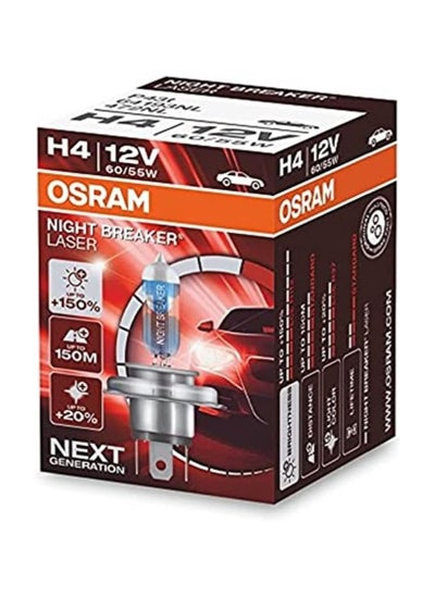 اشتري OSRAM NIGHT BREAKER LASER H4, +150% more brightness, halogen headlight lamp, 64193NL, 12V, folding box في الامارات