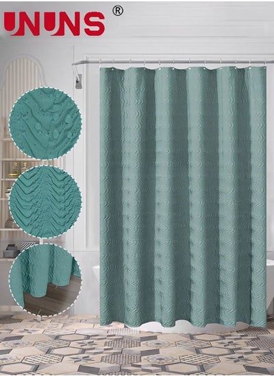 Buy Compound Shower Curtain,Waterproof Design And Polyester,Quick-Drying, Weighted Hem,Pleated Embossed,Washable Shower Curtains Set For Bathroom,180x180cm in UAE