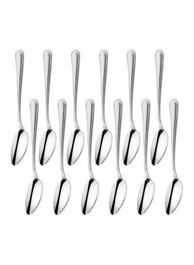 Buy Stainless Steel Tea Spoon Set of 12, 15cm Durable Cutlery with Elegant Handle Design, Dishwasher Safe in UAE