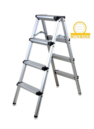 Buy Step Ladder Aluminum Folding Step 4 Steps Stool With Anti Slip Sturdy And Wide Pedal Portable Multi-Use Stepladder For Home And Kitchen Use Space Saving Lightweight Aluminum in UAE