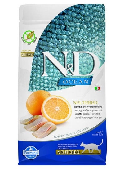 اشتري Ocean Herring and Orange Neutered Adult Cat Food 1.5 kg في الامارات