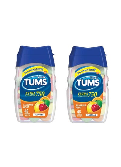 Buy Tums Extra Strength 750mg 48 Chewable Tablets (2 pack) in Saudi Arabia