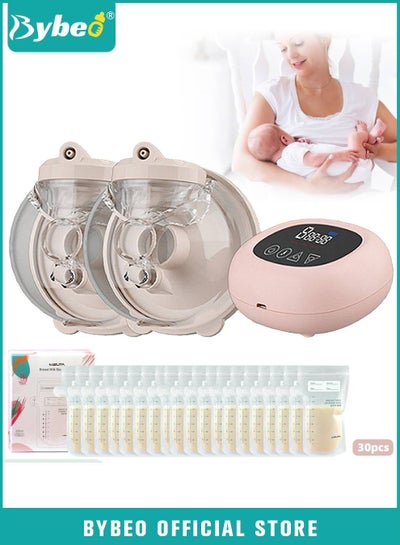Buy Electric Wearable Hands-Free Breast Pump with 30 PCS Breastmilk Storage Bags, Low Noise & Painless, LCD Display, 3 Modes & 9 Levels in Saudi Arabia