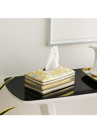 Buy Aaliyah Tissue Box Tissue Box Gold 28x17x10.5Cm in UAE