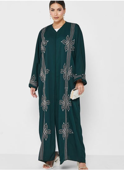 Buy Embroidery Detail Front Open Abaya in UAE