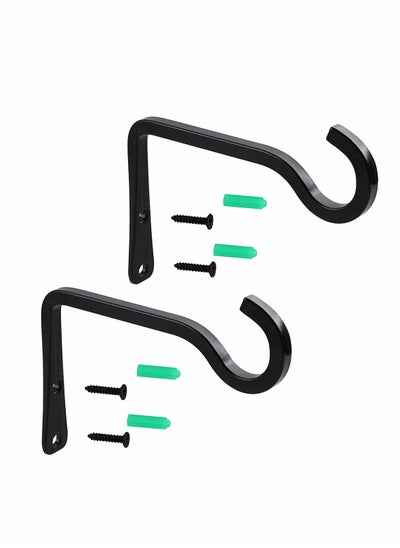 Buy Hanging Plant Hook, 6 Inch Metal Wall Hook Plant Hanger Bracket Shepherds Hook, for Hanging Bird Feeders, Wind Chimes, Flower Baskets, Lanterns, Outdoor Decoration Hooks (2 Pack, Black) in UAE