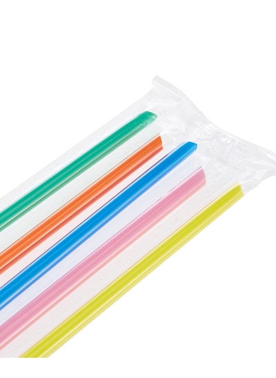 Buy 100 Pack 7 Inch Long - Black Or White Or Colored Drinking Straws For Boba Bubble Tea, Milkshakes in UAE