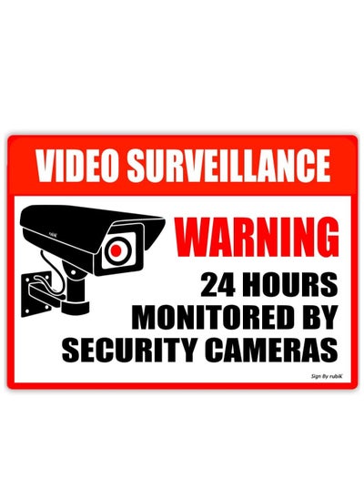 اشتري Video Surveillance Warning 24 Hours Monitored By Security Cameras Signs Sticker Self Adhesive 20x15cm, Weather Resistant UV Protected Vinyl Decal (1pc) في الامارات