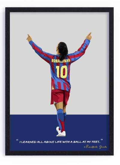 Buy Ronaldinho Barcelona Framed Poster 50x40cm - Football Memorabilia, Wall Art, Soccer Collectible, Gift for Fans in UAE