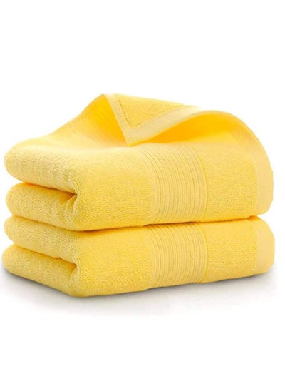 اشتري Bathroom Hand Towels, Home Soft Cotton Super Highly Absorbent Towel for Bath, Luxurious, Face, Gym and Spa, Yellow 2 Pack في السعودية