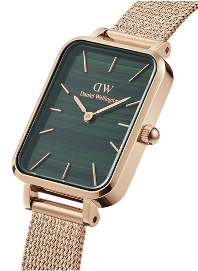 Buy Daniel Wellington Quadro Pressed Melrose Green Rectangle Women's Watch 20*26mm Dial with Rose Gold Stainless Steel Strap DW00100437 in Saudi Arabia