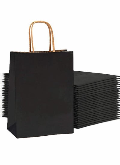 Buy 25-Piece Paper Gift Bag for Food & Sweets,Black 21x11x27cm in UAE