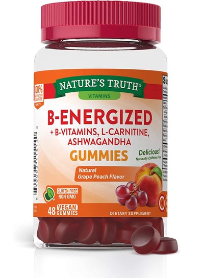 اشتري B-Energized Energy Gummies | 48 Count | with B-Vitamins, L-Carnitine & Ashwagandha | Vegan, Non-GMO & Gluten Free Supplement | by Nature's Truth في الامارات