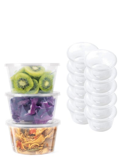 Buy Disposable Container With Lids Bowls For Food  Microwave Plastic Freezer Soup Pint Deli Round Containers 450 ml 25 PCS Kitchen Containers Storage Box Khaleej Pack in UAE