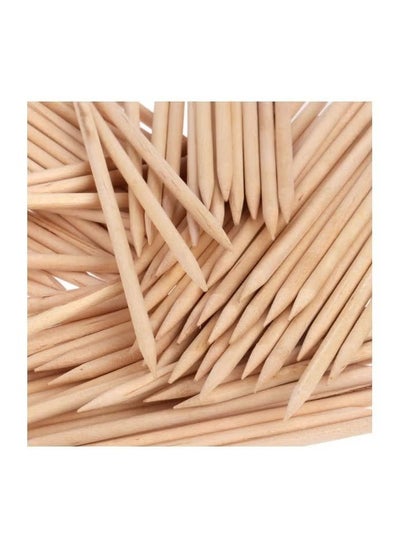 Buy 100 Piece Wood Cuticle Pusher Set Beige in UAE