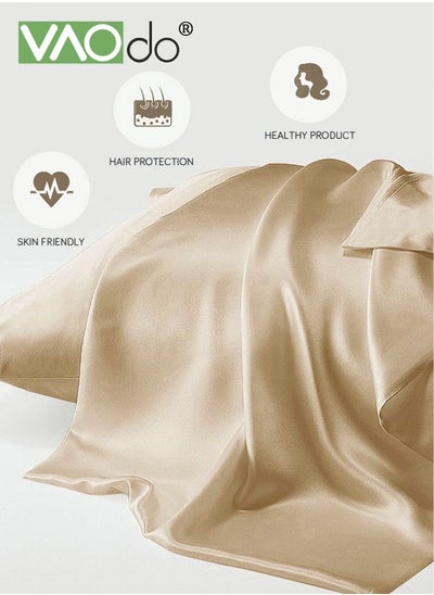 Buy 2PCS Satin Pillowcases for Hair and Skin Super Soft and Cooling Similar to Silk Pillow Cases 2 Pack with Envelope Closure Gift for Women Men in UAE