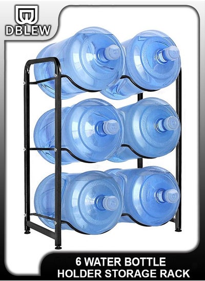 Buy 6 Bottles Storage Rack 3 Tier Reinforced Carbon Steel Heavy Duty 5-Gallon Water Cane Jug Holder Cooler Organizer Shelf For Home Kitchen Office Garages Restaurant Gym Stand Shelves in UAE