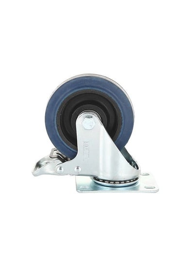 Buy Heavy duty Blue Rubber Medium Duty Caster Plate Swivel with Brake 4 Inch  Steel Fixture 2.3MM 8 Bottom 3.0MM in Saudi Arabia