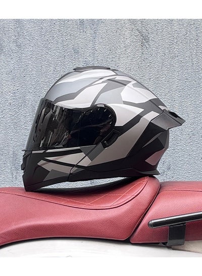 Buy New Double Mirror Helmet Semi Full Cover Four Seasons Motorcycle Helmet in Saudi Arabia