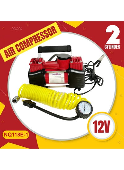 Buy Heavy Duty Air Pump With Bag Car Air Compressor 2 Cylinder Tyre Inflator 12V/150ps, i30A in Saudi Arabia