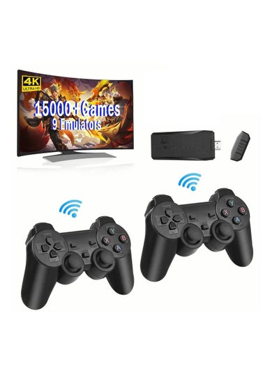 اشتري Wireless Retro Game Console, Plug & Play Video TV Game Stick With 10000+ Games Built-in, 9 Emulators, 4K HDMI Output for TV with Dual 2.4G Wireless Controllers في الامارات