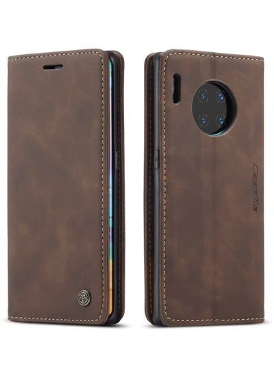 Buy CaseMe HUAWEI Mate 30 pro 4G/5G Wallet Case Book Folding Flip Folio Case with Magnetic Kickstand Card Slots Protective Cover - Coffee in Egypt