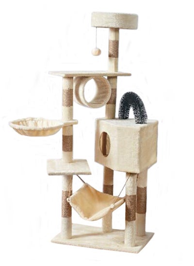 Buy Large Wooden Cat Tree 150Cm, Multi-Level Activity Cat Tower Furniture For Cat 60x40x150 Cm Beige in UAE