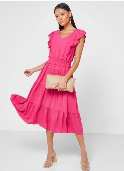 Buy Ruffle Sleeve Tiered Dress in Saudi Arabia