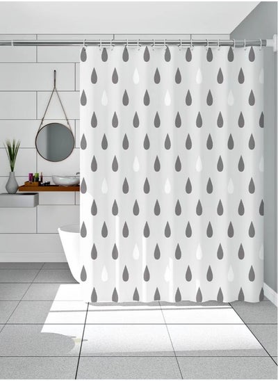 Buy 1-Piece Waterproof EVA Shower Curtains With Water Drop Pattern White/Grey 180x180 Centimeter in UAE