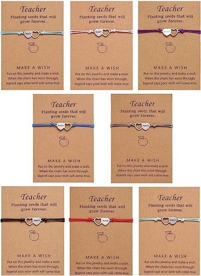 اشتري Teacher Blessing Card Bracelets Adjustable Teaching Wish Gifts for Thank You Appreciation Graduation Birthday Day Gift في الامارات