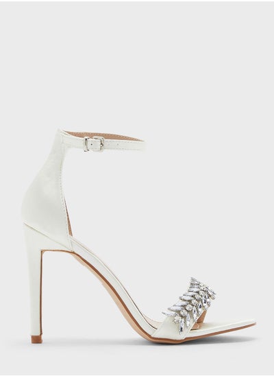 Buy Stone Embellished Ankle Strap Stiletto Sandal in UAE