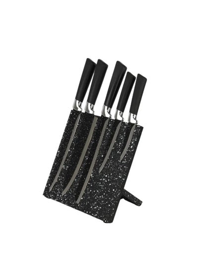 Buy 5-Piece Knife Set with Magnetic Holder Black/Silver in Saudi Arabia