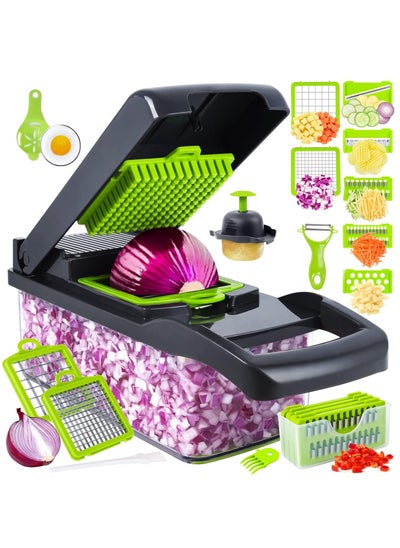 اشتري Vegetable Chopper-Multifunctional 16-in-1 food chopper, onion chopper, vegetable, fruit, carrot slice and dice في السعودية