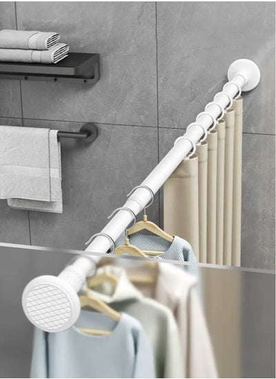 Buy 1-Piece Extendable Window Shower Hanging Curtain Rod Stainless Steel White 70-120 Centimeter in UAE