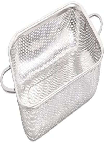 اشتري Stainless Steel Rectangle Food Strainer With Handle 30x22x5 CM - Silver في مصر