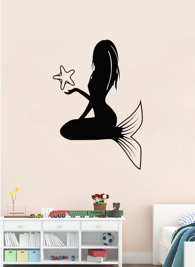 اشتري Mermaid with Starfish in Hand Wall Decal - Wall Arts Home Décor - Wall Sticker, 60x90 cm by Spoil Your Wall في الامارات