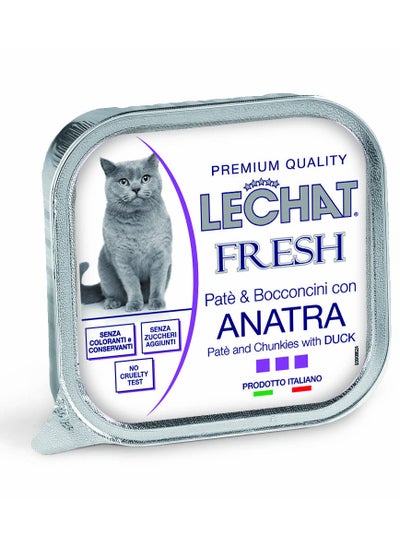 Buy Lechat Fresh by Monge | Cat Wet Food with Duck | Super Premium Complementary Wet Cat Food | Patè & Chunkies in Alutray - 100g in UAE