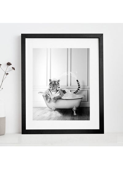 اشتري Tiger In Tub Bathroom Poster With Frame 50x40 cm في الامارات