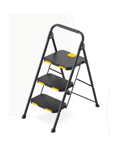 Buy Versatile home metal ladder with sturdy wide pedal foldable 3 steps perfect design in Saudi Arabia