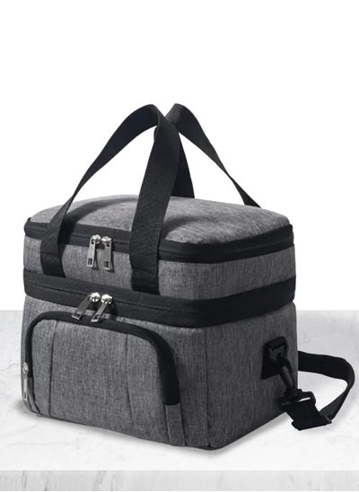 Buy Lunch Box Bag, Bento Bag, 15 Liters/507 OZ Large Size, Cooler Picnic Bag, Thermal Insulated, Leak Proof, Waterproof Material, With Shoulder Strap, Great For Office, Work, School, Outdoor (Grey) in UAE