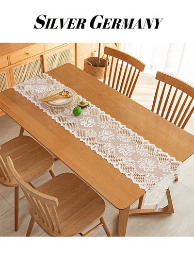 Buy 33*182cm Hollow Lace Table Flag Beautify Decoration Rectangular Tablecloth Table Mat Meal in Saudi Arabia