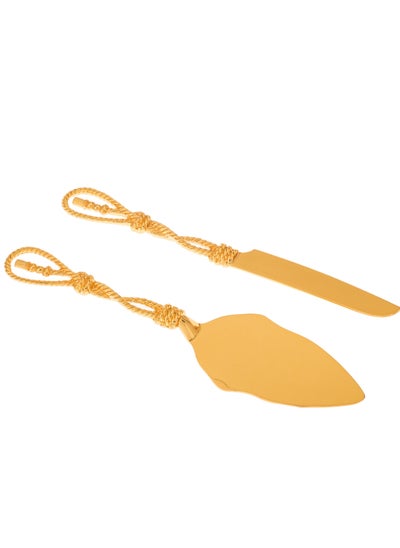 Buy Spade and golden metal knife set for serving cake in Saudi Arabia