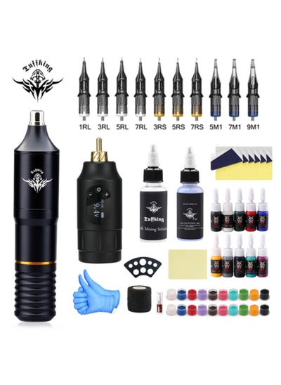 اشتري Rotary Tattoo Pen Style Machine Kit Tattoo Pen Kit Tattoo Machine for Beginners Tattoo Supplies Black في الامارات